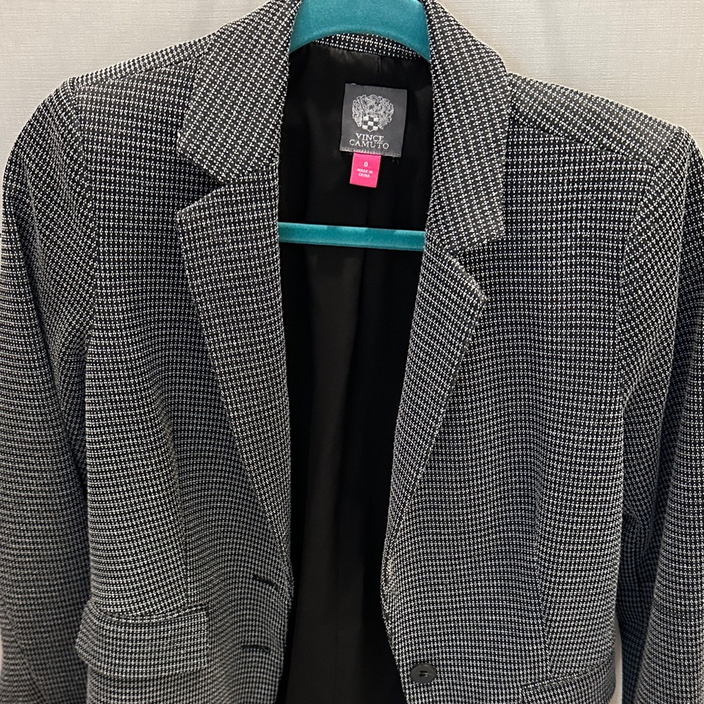 Vince Camuto Black and White Houndstooth Blazer